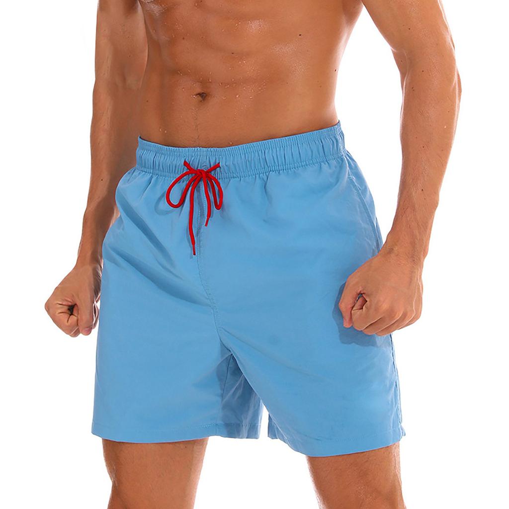 Men's Quick Dry Beach Pants Plain Three Quarter Pants Loose Swim Shorts Workout