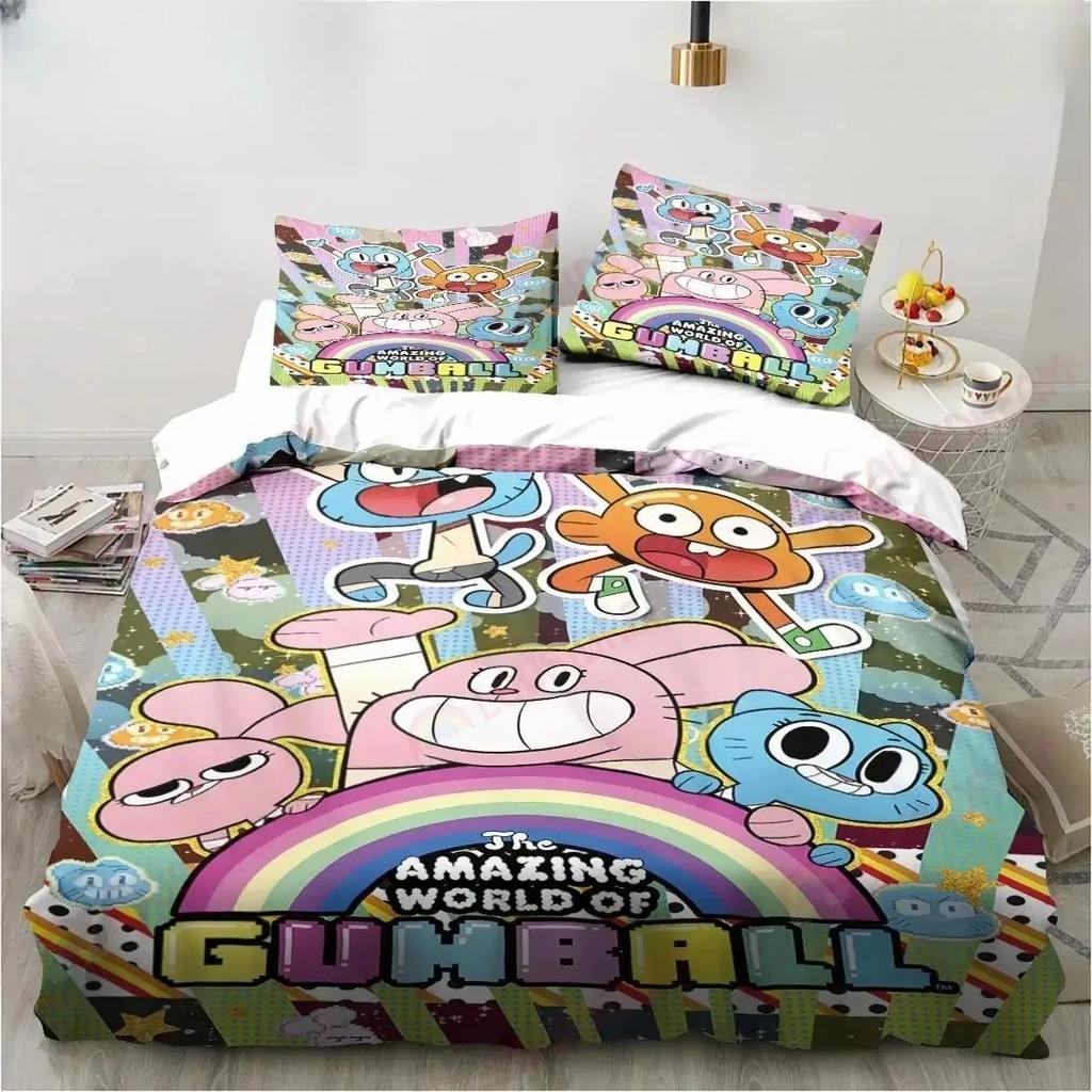 New Carton The Amazing World Gumbal Beding Set Bedrom Soft Modern Bedspreads Comefortable Soft Duvet Cover Comfortable Quilt Cover Pilowcase