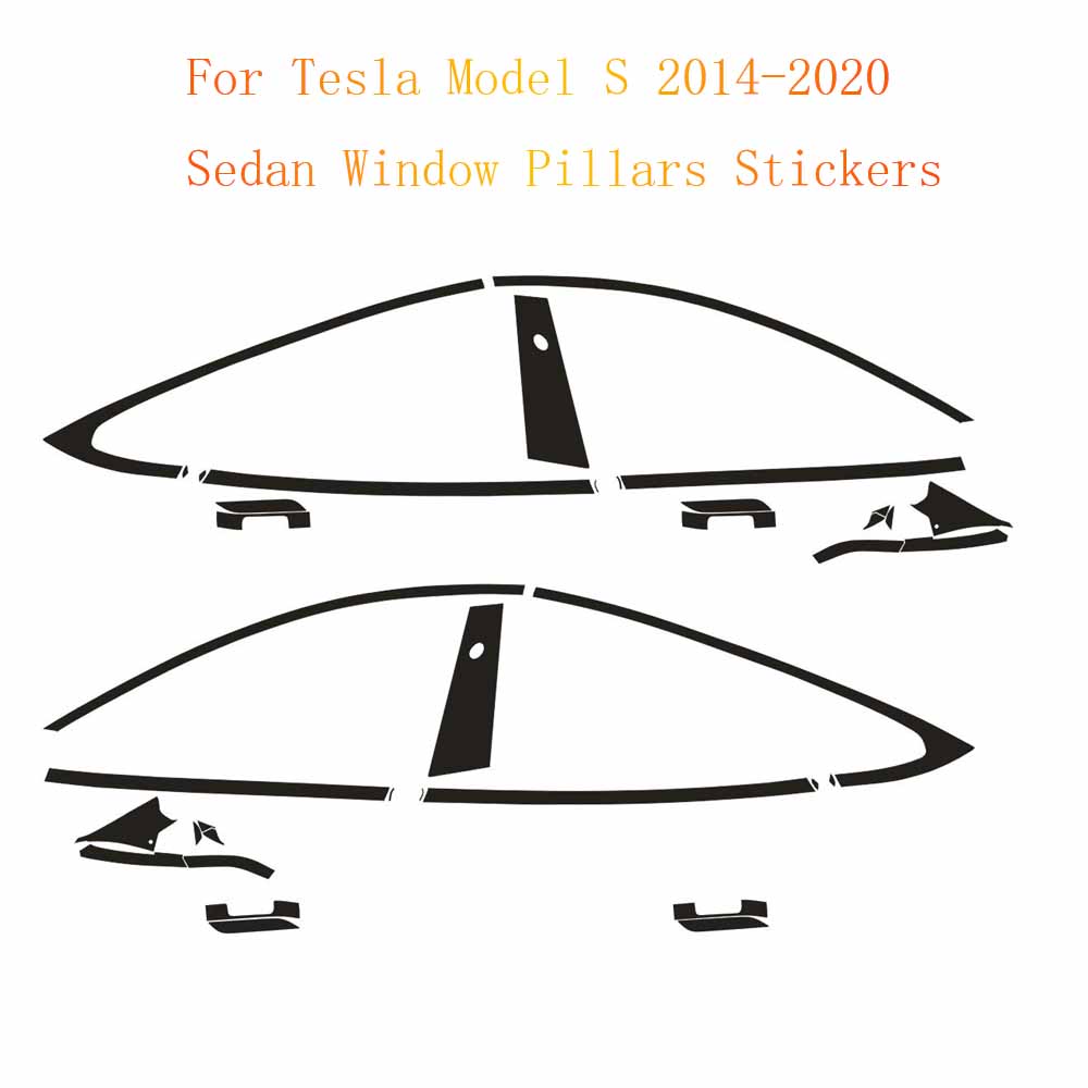 For Tesla Model S 2014-2020 Sedan Window Chrome Delete Blackout ABC Pillars Glossy Black StickersU