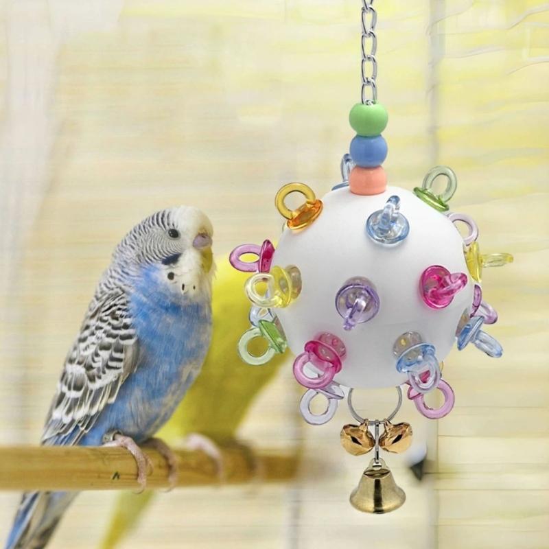 Juguete Colgante Colorido para Pájaros Bola de Goma Masticable Juguete Masticable para Loros Para la Jaula de Loros Enriquecimiento y Entretenimiento