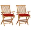 Day and Night - Day and Night Garden Chairs 2 Pcs Solid Teak Wood with Red Cushions
