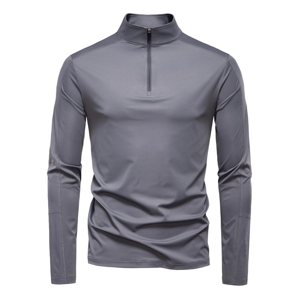 STORN Herr UPF100+ Solskydd Långärmad Skjorta Enfärgad Dragkedja Utomhusskjortor Ståkrage Snabbtorkande T-shirts