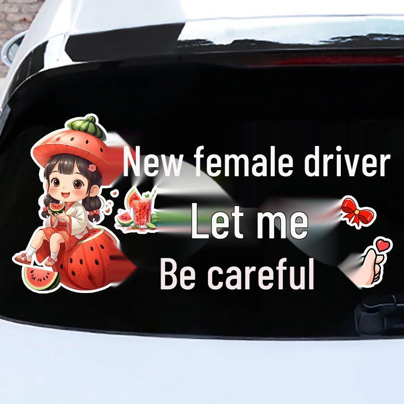 New Female Driver - Cute Heart Rear Window Car Sticker