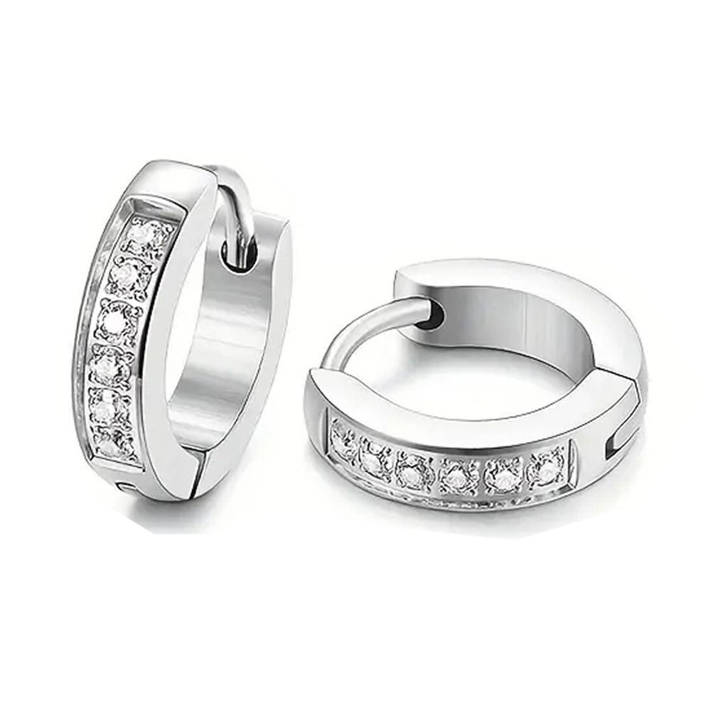 Men's and Women's Diamond and White Stone Fashion Earrings