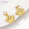 18K Gold Plated Brass Star Shape Pendants Charms For Jewelry Making,Inlaid Zircon Pendants,DIY Necklace Making Findings
