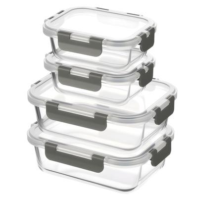 S SALIENT Glass Storage Glass and Microwave Set of Gray Heat-Resistant Containers, Tupperware, Airtight, Heat-Resistant, Make-Ahead Containers, Oven,