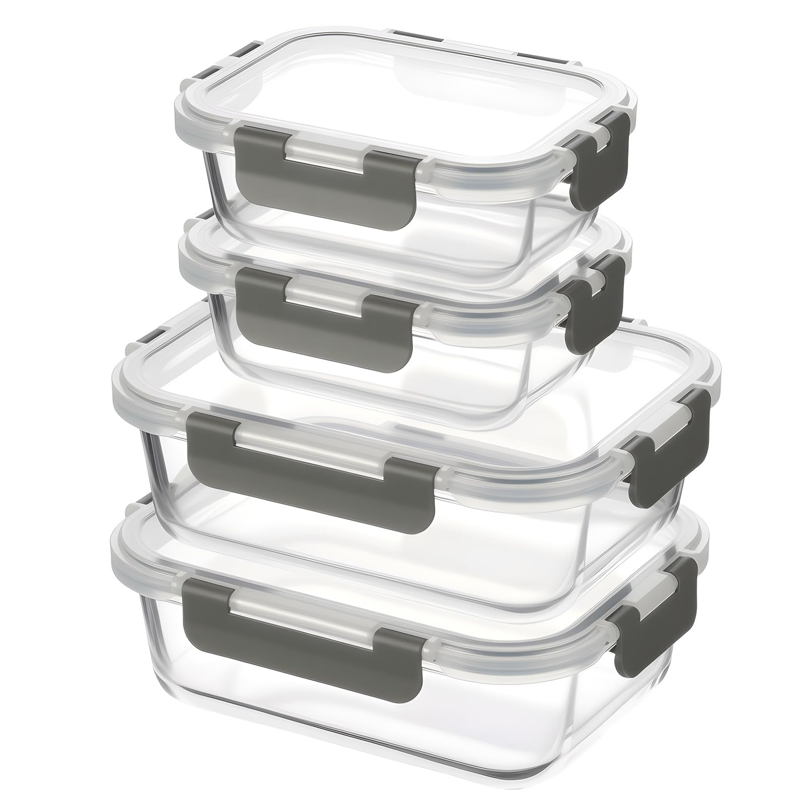 S SALIENT Glass Storage Glass and Microwave Set of Gray Heat-Resistant Containers, Tupperware, Airtight, Heat-Resistant, Make-Ahead Containers, Oven, серый