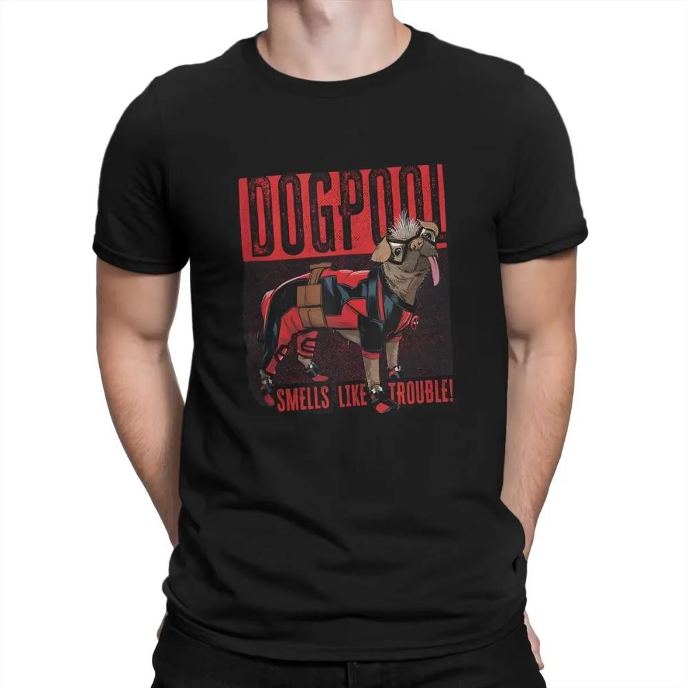 Vintage Dogpool  Trouble Logo T-Shirt O Neck T Shirt  Deadpool And Wolverine Short Sleeve Tee Shirt