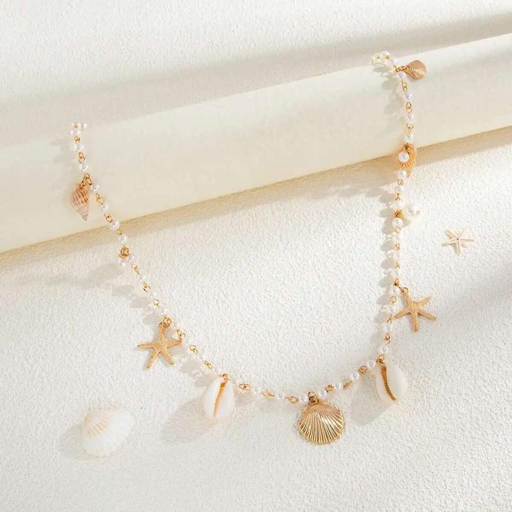 Ingemark Bohemian Imitation Pearl Starfish Conch Pendant Waist Chain for Women Summer Beach Sexy Bikini Body Chain Charm Jewelry