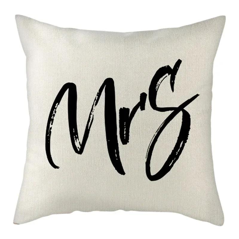 Black, White, Red, Romantic Words Double-Sided Printed Pillow Cover Short Plush Suitable Living Rooms Sofas Throw Cushion Cover