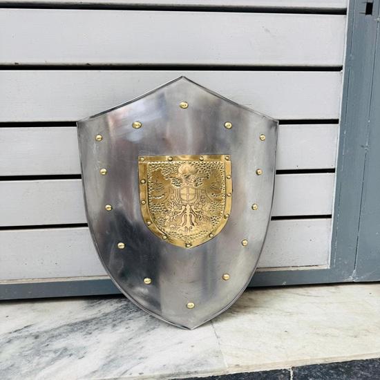 Средневековый Щит Рыцаря Стальной Крестоносец Щит-Нагреватель с Латунным Орлом 60,96 см Хэллоуин Рождественский Подарок