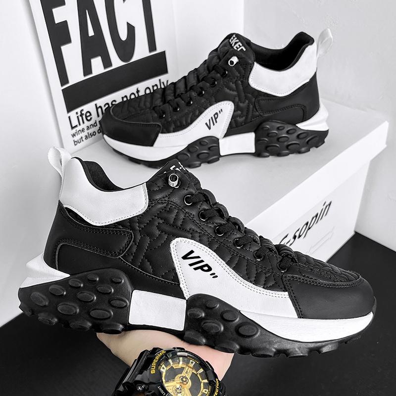 Scarpe da ginnastica da uomo con suola spessa, scarpe da uomo alla moda, scarpe vulcanizzate versatili, scarpe da corsa all'aperto con lacci, antiscivolo, Zapatillas De Hombre