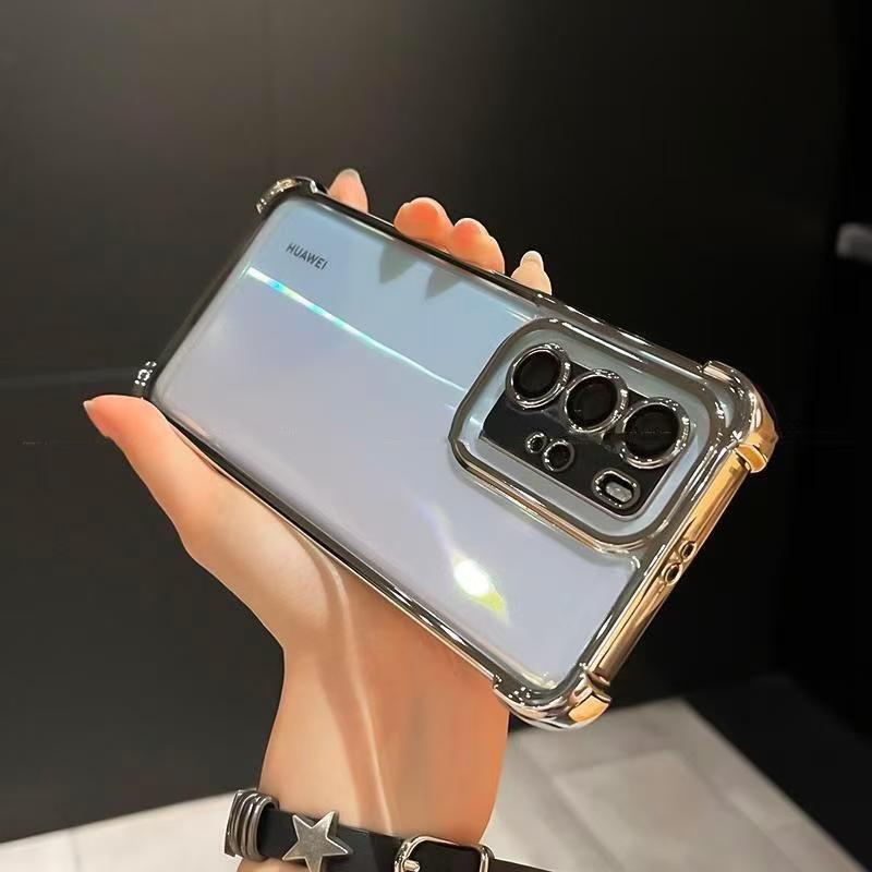 Samsung S25ultra Electroplated Mobile Phone Case Note20 Four Corner Airbag Anti Fall A73 Transparent A56 Protective Case