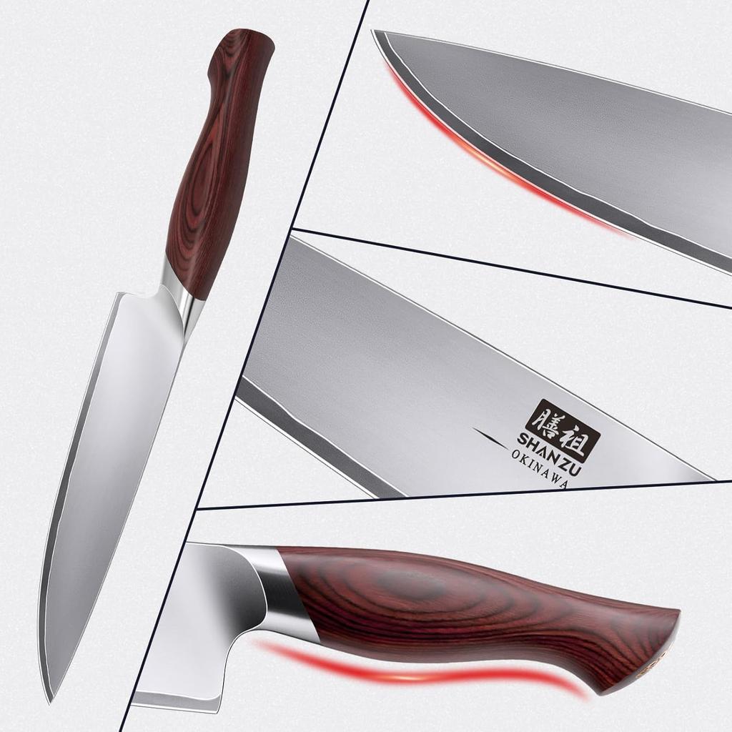 SHAN ZU Chef Knife 8 Inch, High Carbon Japanese 10Cr15Mov Stainless Steel Kitchen Professional Cooking Knife, Ultra Sharp Japanese Knife with