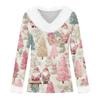 Women's T Shirt Tee Christmas Shirt Long Sleeve Party Christmas Print Collar V Neck Top
