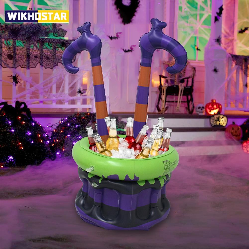Halloween Pvc Inflatable Ice Bucket Beverage Beer Cooler Pool Outdoor Bbq Supplies Witch's Cauldron Ice Bucket Party Decor