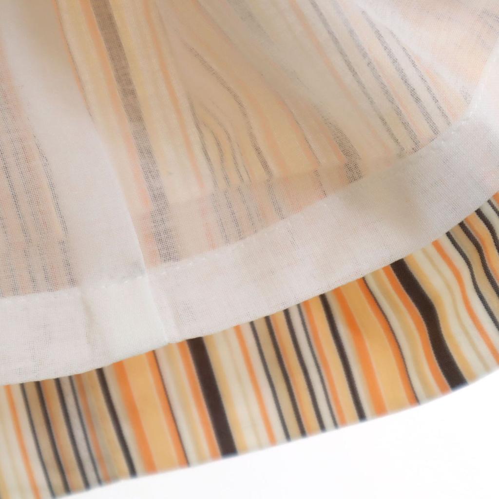 COURREGES Striped Pattern Short Sleeve Shirt Dress 9AR Orange Pullover Women Used