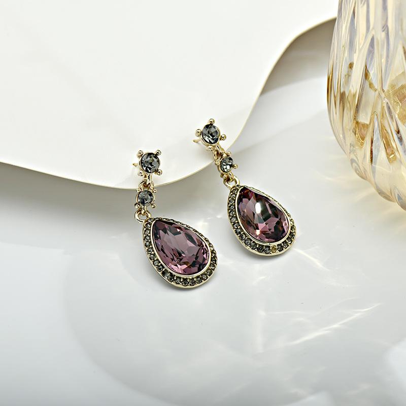 Colorful Rhinestone Water Drop Dangle Earrings – Elegant, Shiny, Versatile Accessories