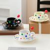 Creative Ceramic Cup Disc Color Polka Dot Coffee Cup Disc High Value Office Cup Couple Drinking Water Cup  Mug At Home
