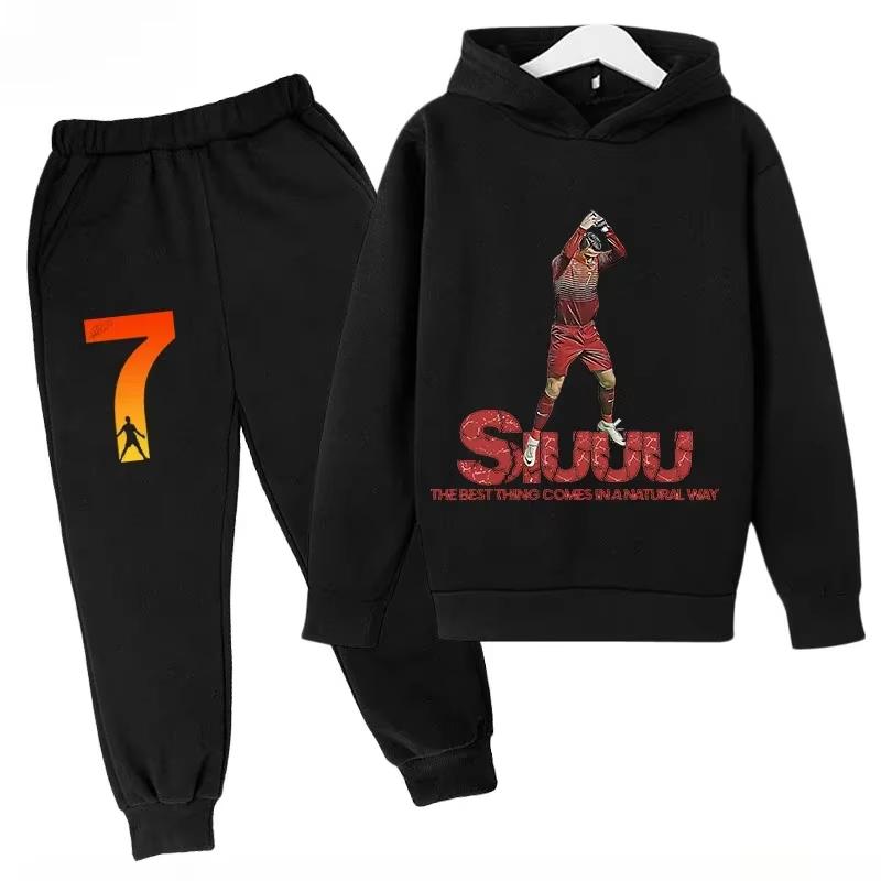 Set Tuta con Felpa 2 Pezzi per Bambino e Bambina Set Felpa Sportiva Bambino Stampa Avatar Ronaldo Vestiti per Bambini Set Neonati Tuta Sportiva