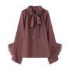 Za Export New Arrival Women's Clothing ZR Fashion Style Fashion All-Match Casual Neckline Shoelace Sheer Top 1259011