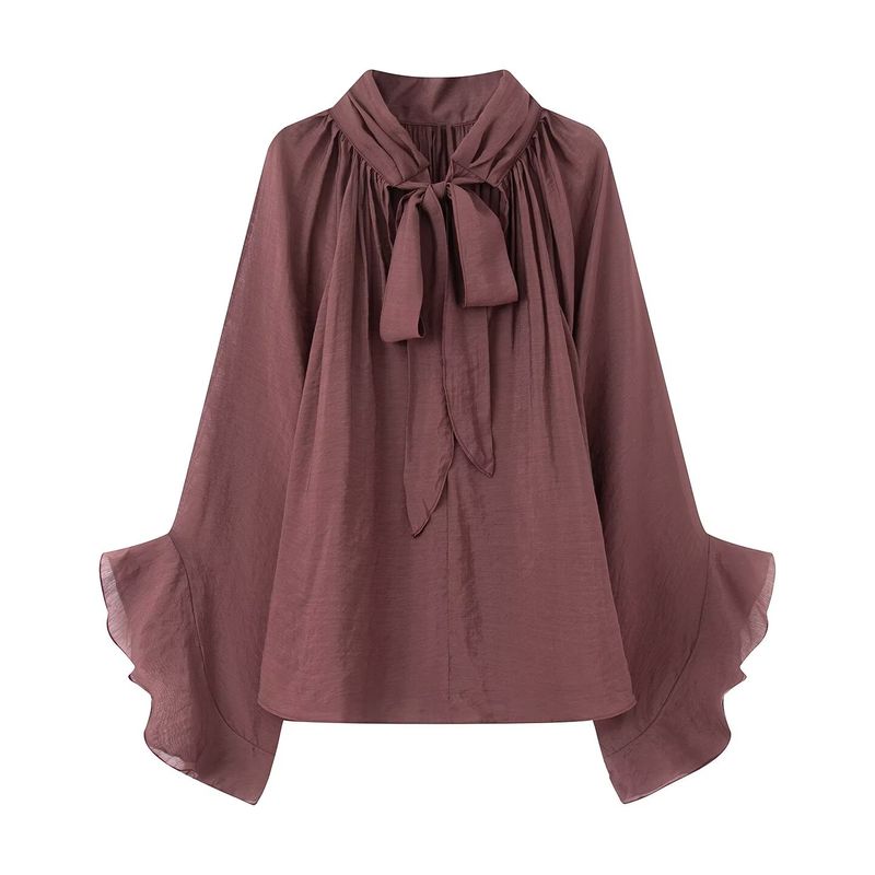 Kaslead New Women Clothes Western Style Fashion Casual Neckline Lace-up Perspective Top 1259011