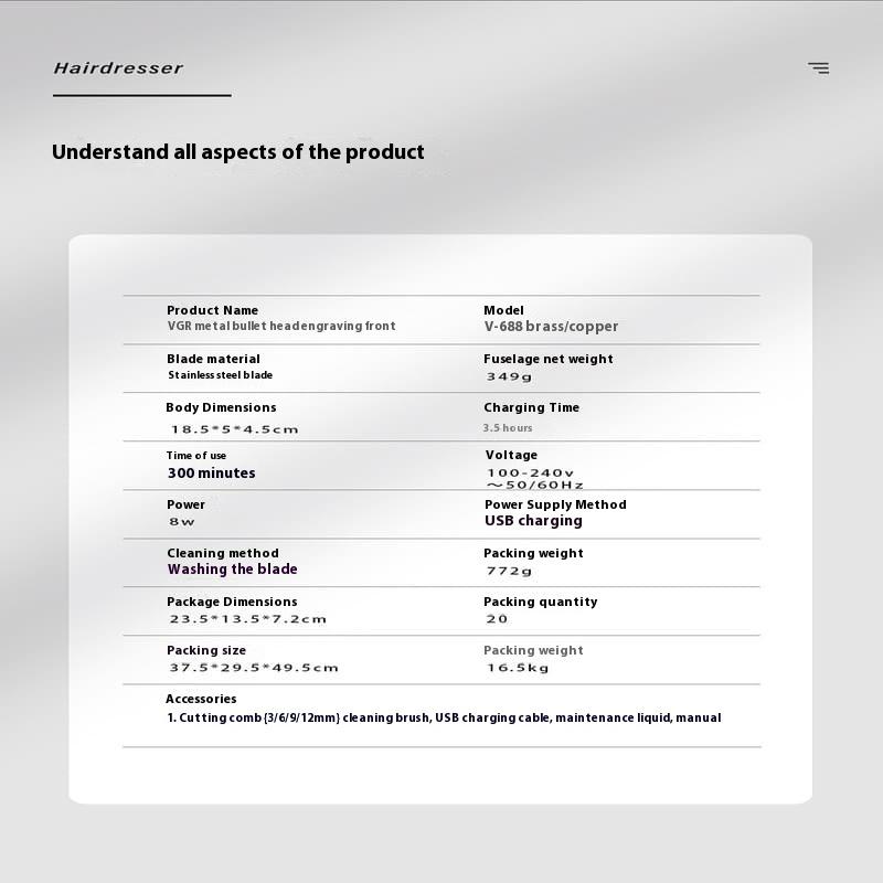 New Sturdy and Durable Hair Clipper Professional Rechargeable Hair Clipper Men's Cordless Electric LCD Digital Display Hair Clipper for Hair Salon