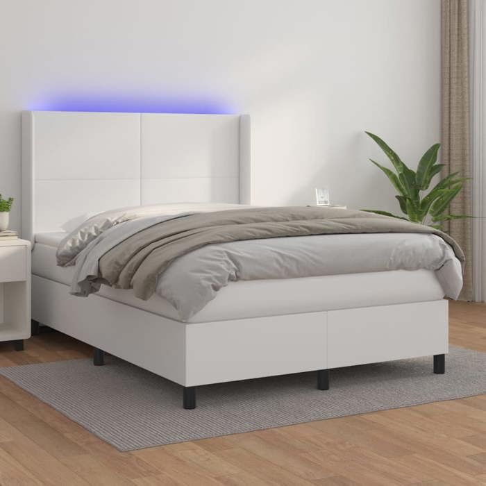 VidaXL Sommier à Lattes de Lit avec Matelas et LED, Lit Rembourré, Lit Double, Lit Adulte de Chambre à Coucher Intérieur, 3139266