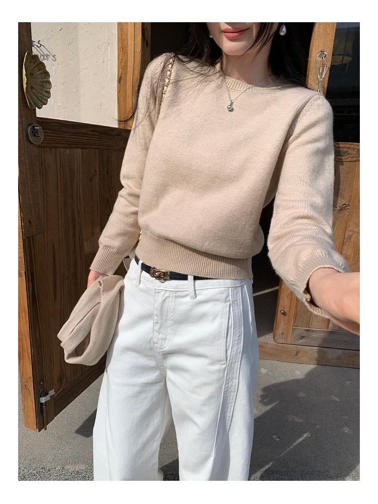 Women's Two-Piece Set: Korean-Style Navy Collar Shawl & Knit Sweater for Autumn/Winter