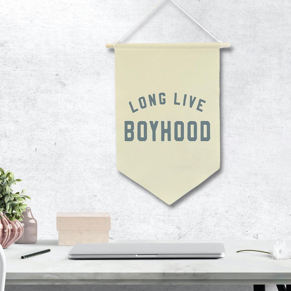 Long Live Boyhood Banner Hanging Ornament Unique Decorative Pennant Banner for Playroom Dorm Party Birthday Gifts Kids Room
