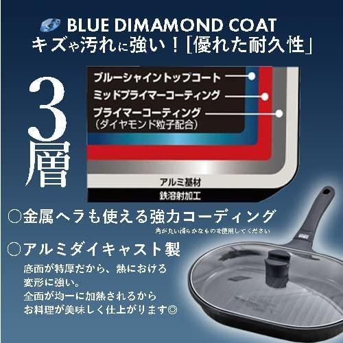 Pearl Metal Fish Grill NEO Blue Diamond Coat, IH Compatible, Wide Pan with Glass Lid, HB-2331