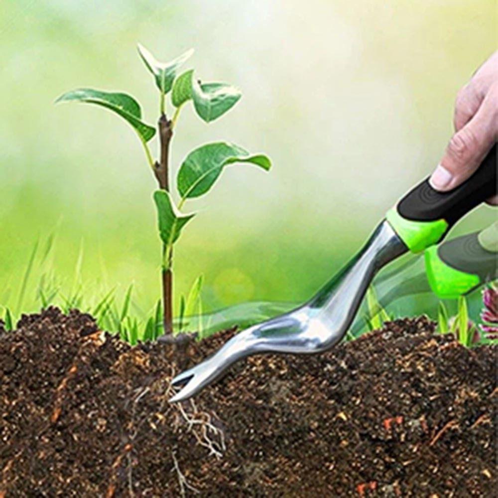 Two-Pronged Fork Root Extractor with Ergonomic Handle Weeder Puller Tool  Transplants