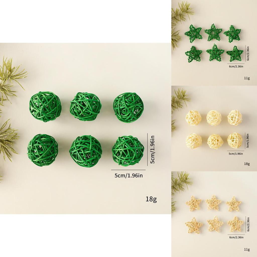 Ecofriendly Wicker Christmas Ornament Set With Star And Heart For Holiday Gift