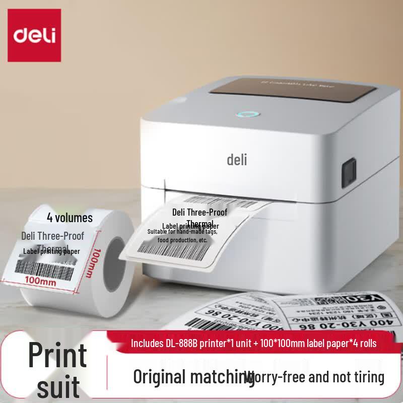 Deli Commercial Thermal Label Printer CN Plug (adapter Included)