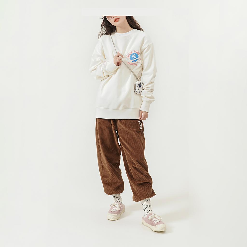 New MLB New York Yankees Sweatshirts Unisex Cream White 3AMTL0121-50CRS