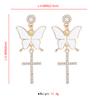 Sparkling Butterfly Drop Earrings with Tassels and Rhinestones