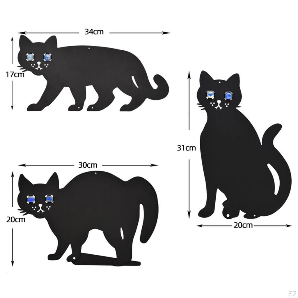 3x Schwarze Katze Metall Dekorative Gartenstecker Silhouettenstatuen Einfach zu Installieren Halloween Dekoration