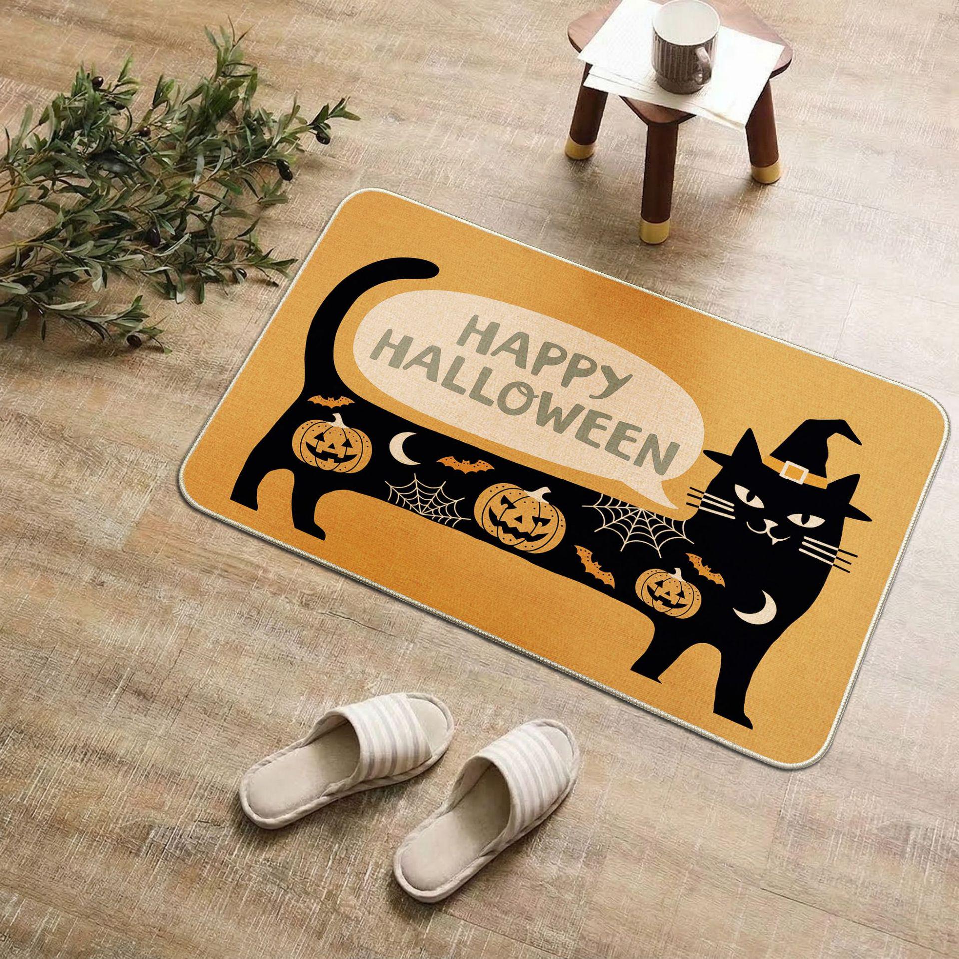 Halloween Linen Non-Slip Oil-Proof Kitchen Doormat - Water-Absorbent & Washable 38x58 cm