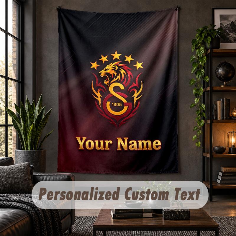 Arazzo da Parete Stampa Galatasaray FC Testo Nome Personalizzato Appeso a Parete Decorazione per la Casa