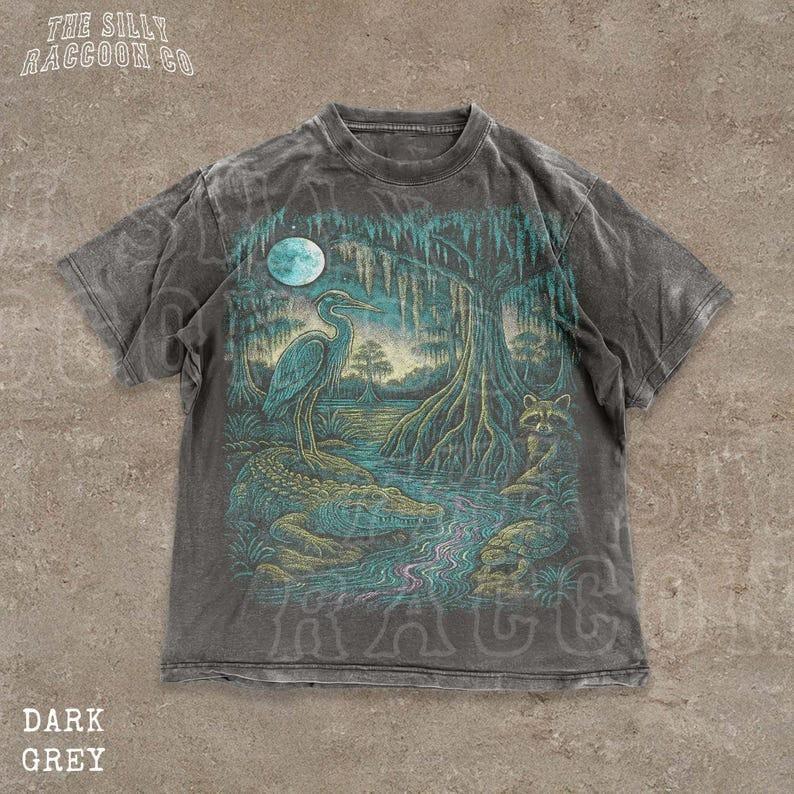 Southern Wildlife Bayou Shirt Vintage Alligator Tee Louisiana Swamp Gift Retro Unisex T-Shirt XL