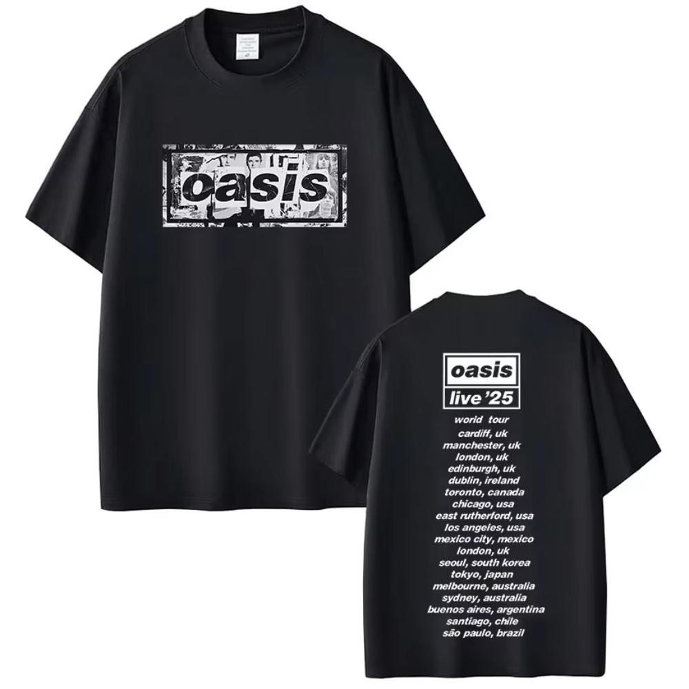 

Футболки Rock Band O-Oasis Live 25 Tour Мужские Женские Готические Винтажные Оверсайз Футболки Топы Высококачественный Хлопок Футболка с Коротким Рукавом L