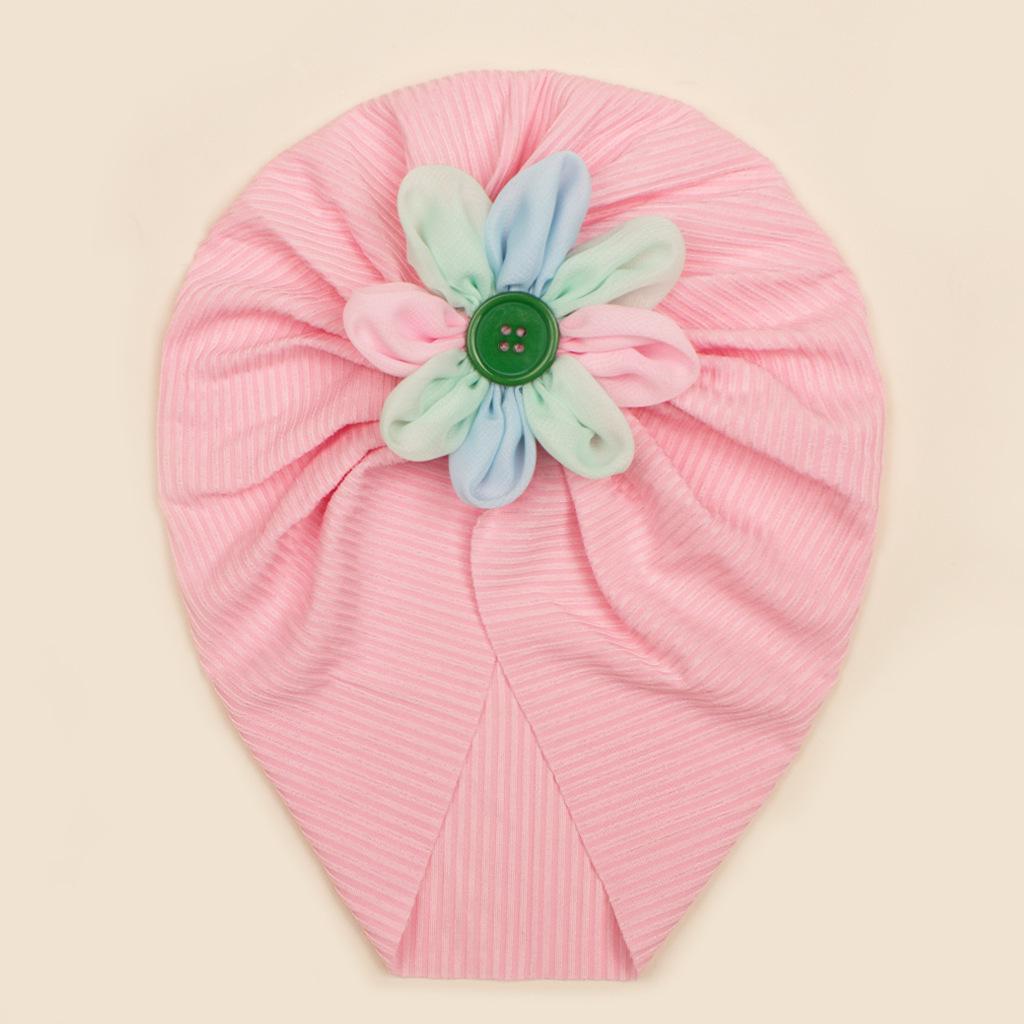Colorful Floral Baby Girl Pullover Hat with Soft Elastic