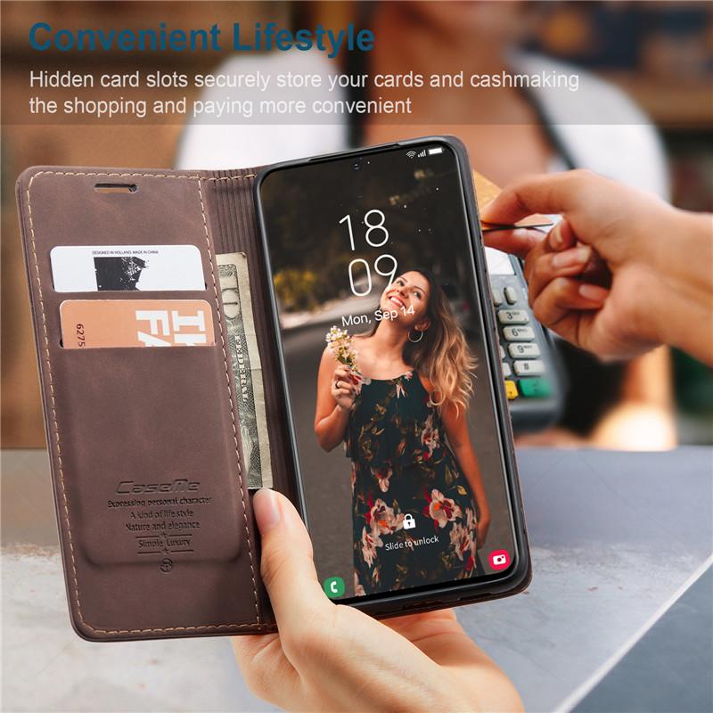 CaseMe Magnetische Flip Leder Handyhülle Für Samsung Galaxy S25 FE S25 Edge S24 Plus S23 S22 S21 Ultra S20 S10 Brieftasche Kartenhalter Tasche Cover Coque