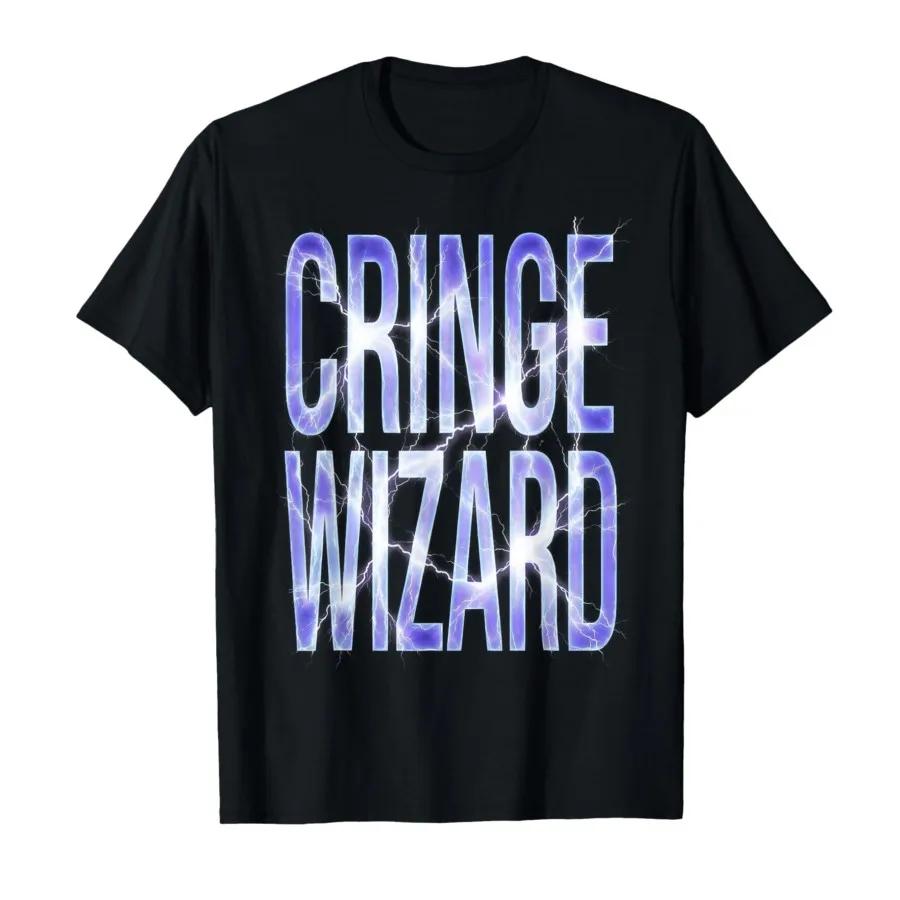 Cringe Wizard Funny Meme Magic Lightning Text Humor Tshirt For Men Women 100 Cotton T Shirts Short Sleeve Tops 04241