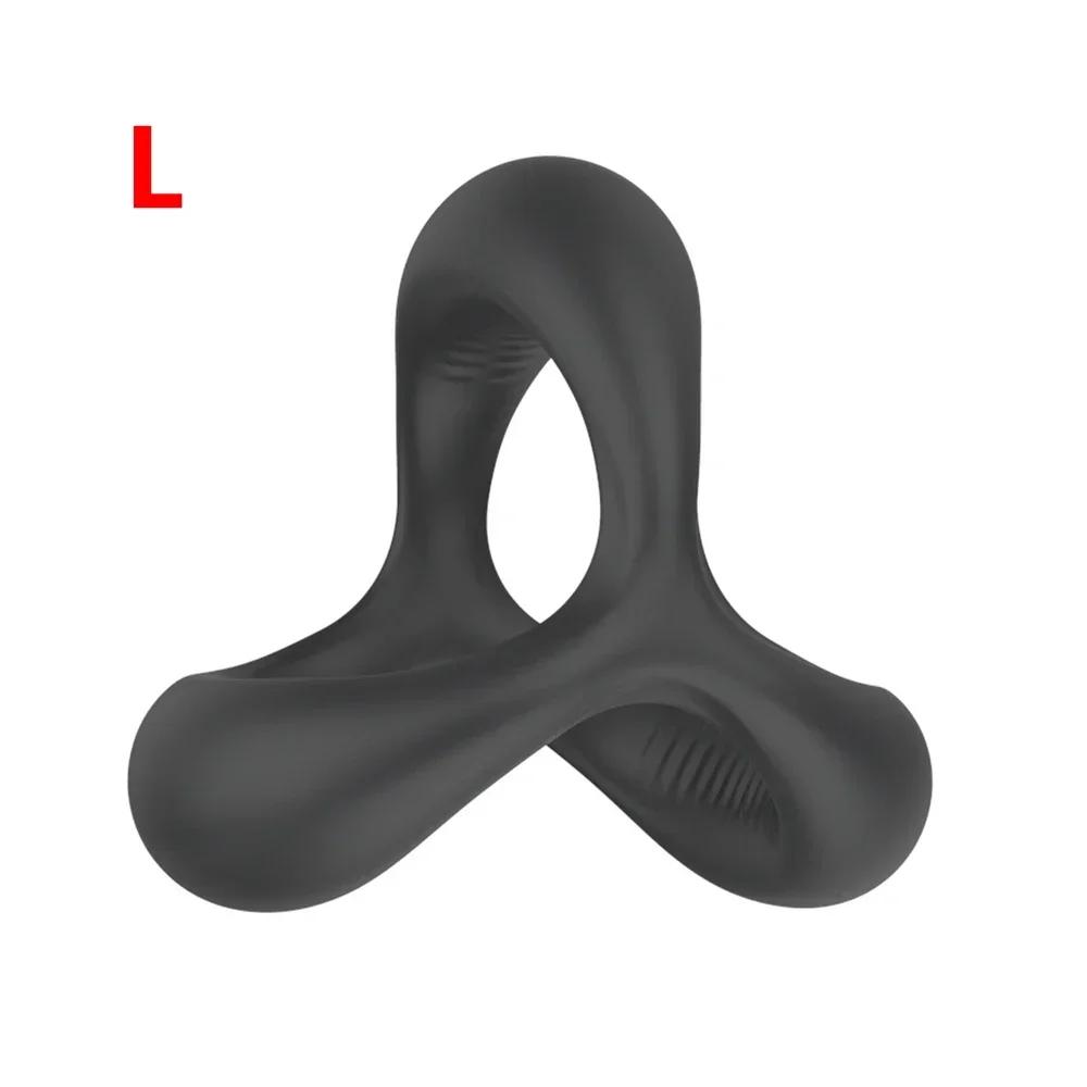 Multiple Locks Delay Ejaculation Triangle Penis Ring Male Elastic Silicone Cock Ring Triple Rings Lock Sperm Sex Toys For Couple