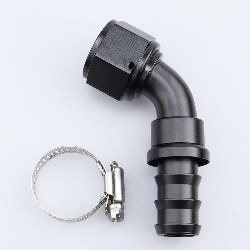 AC PERFORMANCE-10 AN Aluminum 60 Degree Swivel Female AN10 7/8 x 14 Thread to barb 5/8  15.87mm Push Lock/Push On Barb Hose End Oil Fuel Line 6AN чёрный