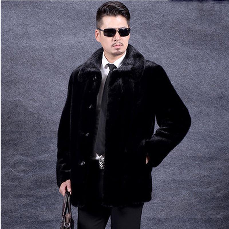 Autumn and Winter New Fur Imitation Mink Fur Coat Whole Mink Coat Men's Lapel Mink Medium and Long Specials