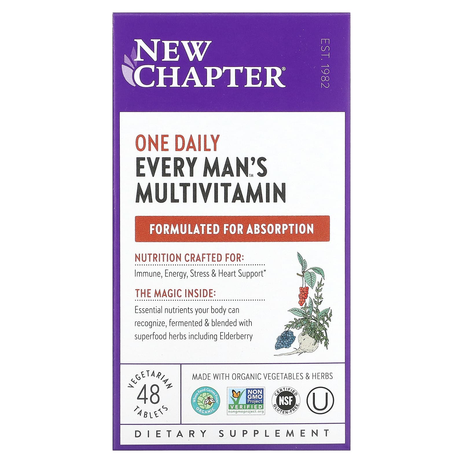 

New Chapter, All Men s Multivitamin Once Daily, 48 Vegan Tablets