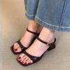 Women's Shoes 2025 New Concise Buckle Strap Square Heel Women's Slippers Peep Toe Versatile  Modern Slippers