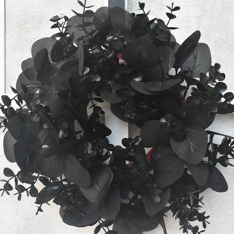 

Хэллоуин Венок Маленький Венок из Листьев Черного Эвкалипта Подвеска Тыква Атмосфера Ужаса